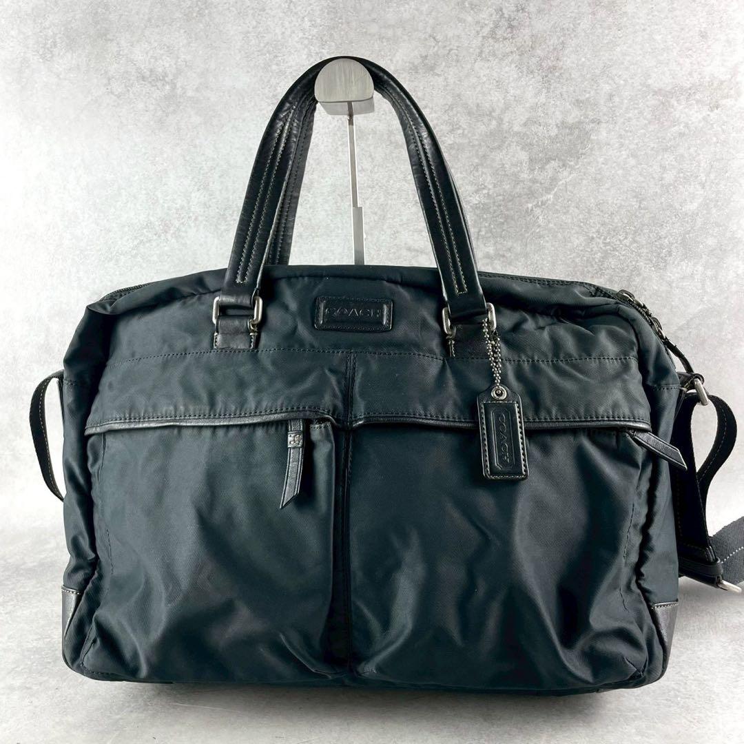 ✨美品✨コーチ　ビジネスバック　2way クロスボディ　ナイロン×レザー　黒