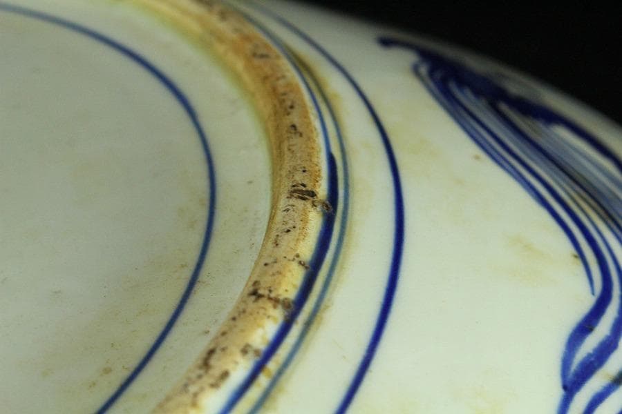 染付 明治 大正時代 大皿 文明開化 風景画 希少(K-YC476)