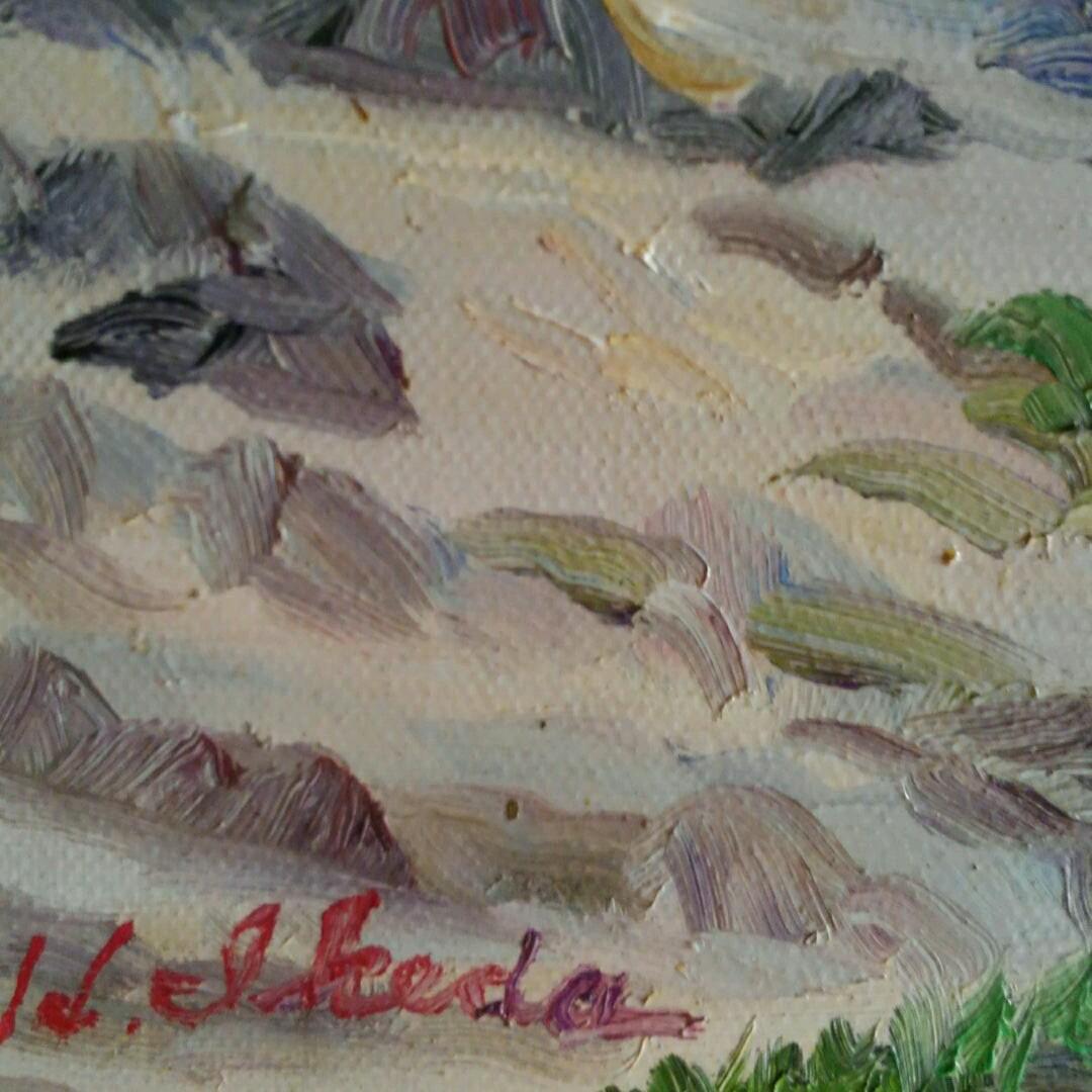 真筆保証　池田朋章筆　油絵肉筆　荒崎風景　三浦半島　富士山　額装　評価額号12万