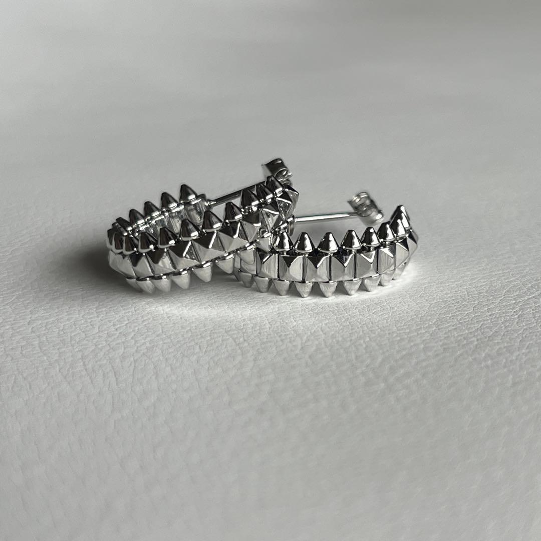 【新品未使用】高品質⭐️クラッシュ　ピアス　K18ホワイトゴールド仕上　トゲトゲ