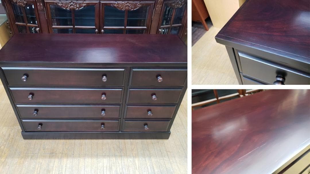 E21　美品！民芸家具　樺無垢材使用　二列四段八杯　整理箪笥　サイドボード