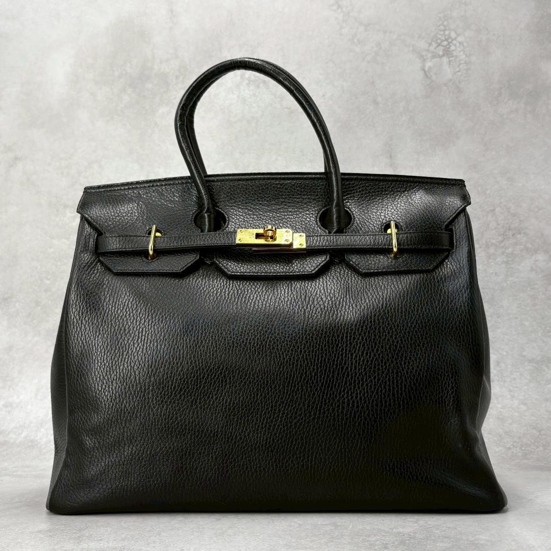 【美品】傳濱野 ハンドバッグ レザー ゴールド金具 黒