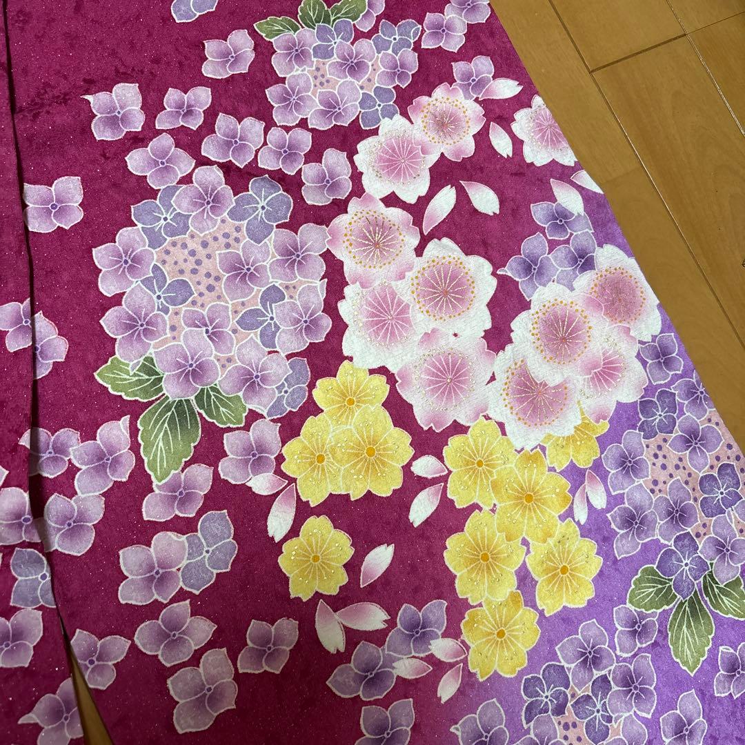 【6/25】振袖☆桜・紫陽花柄（紫色）