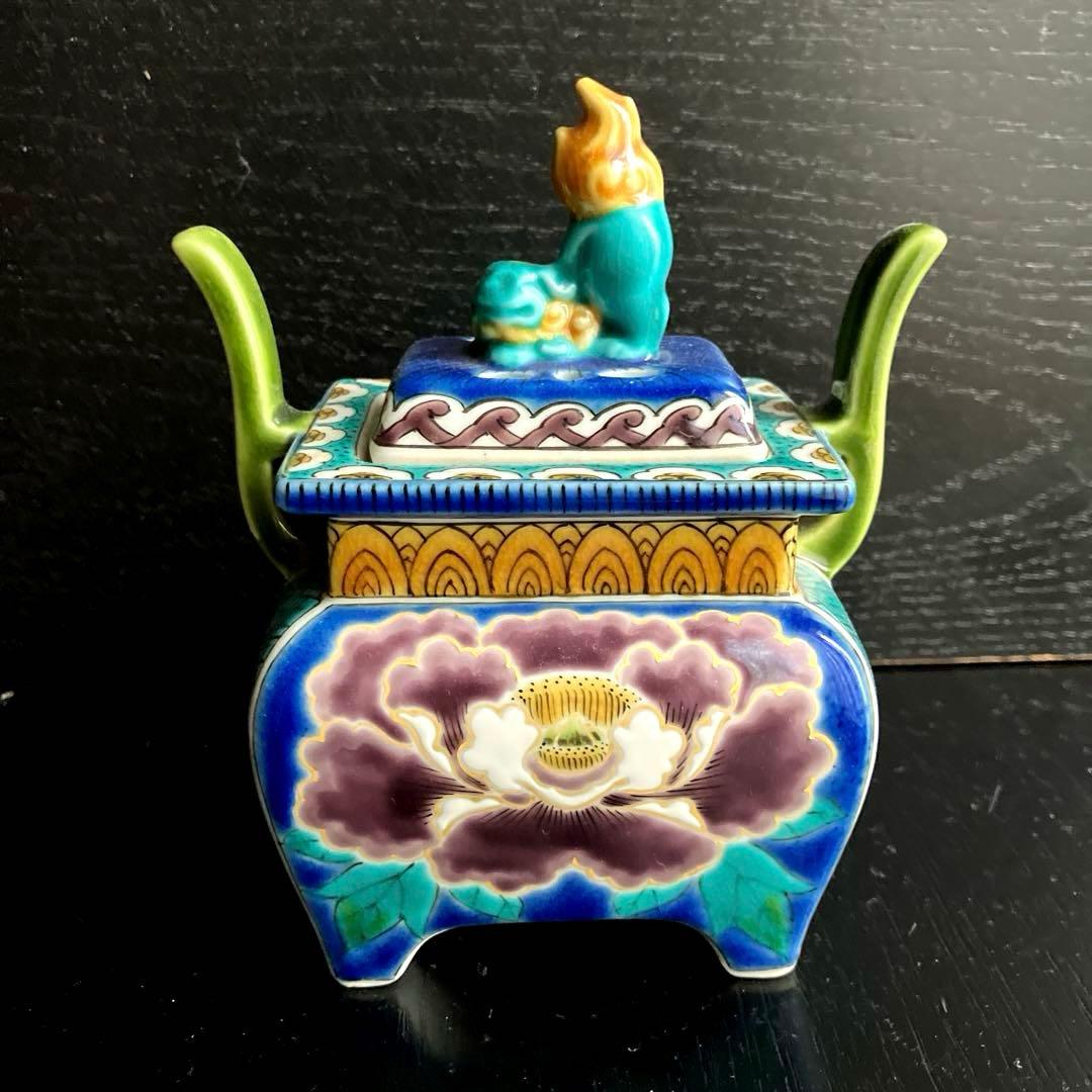 九谷焼香炉　牡丹紋香炉