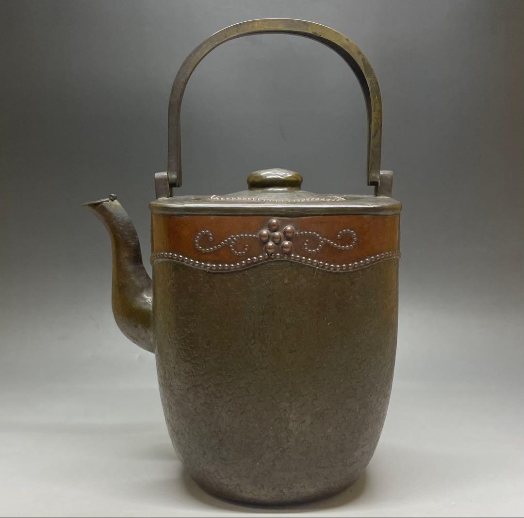 金工師　金屋五郎三郎　注水　薬缶　口蓋付　銅製　茶道具　N773