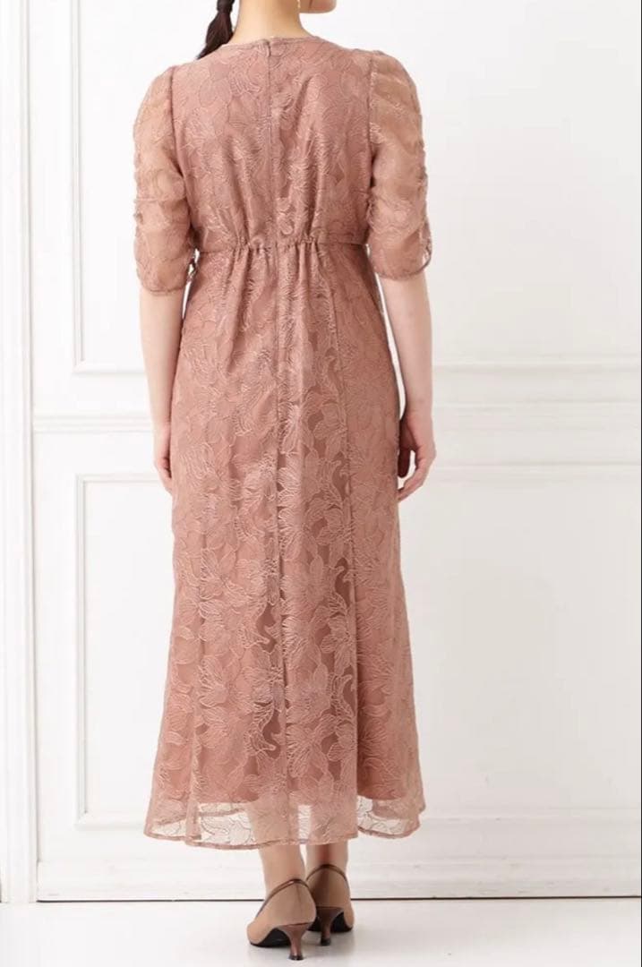 AIMER エンブロイダリーチュールパイピングドレス レースワンピース 結婚式