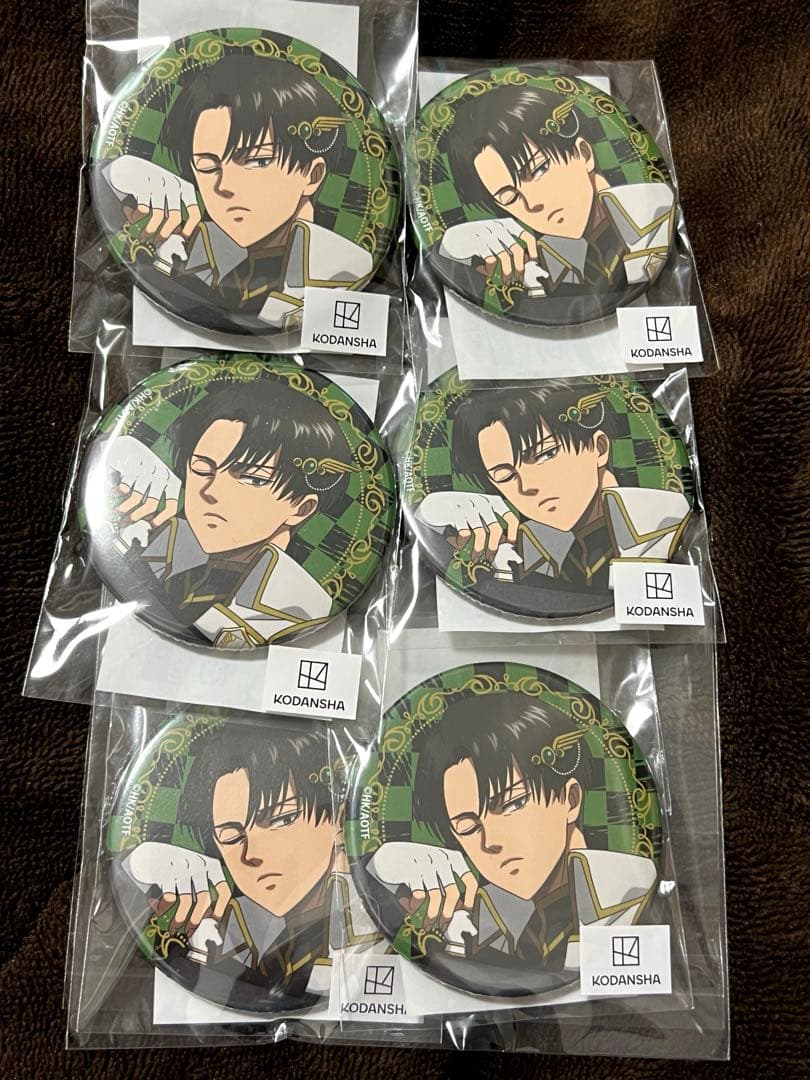 進撃の巨人 まるくじ チェス 缶バッジ リヴァイ 6個セット