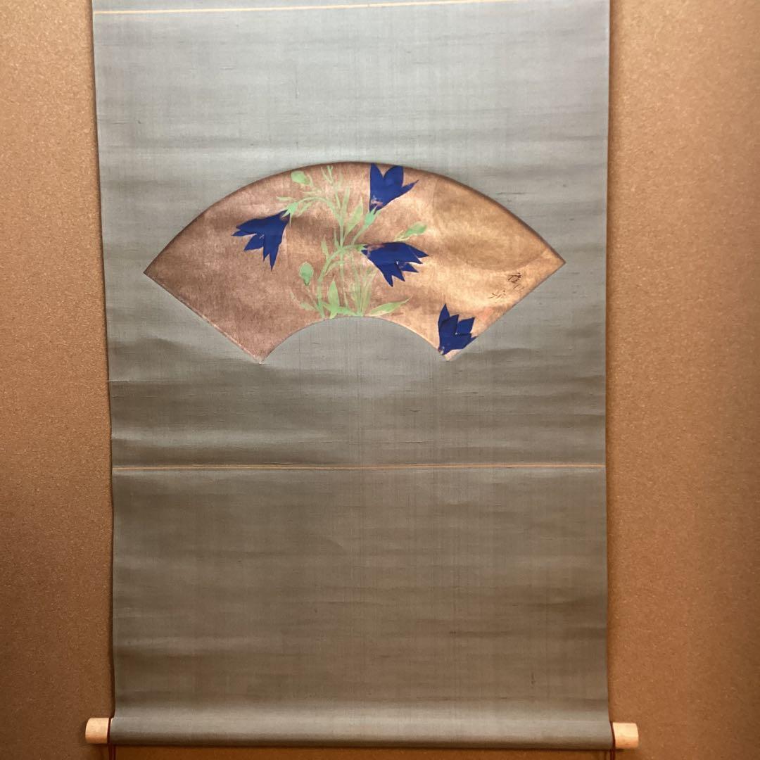 速水御舟　月に桔梗図　木版画　掛軸一幅　　昭和8年作【便利堂図版参考】　NO51