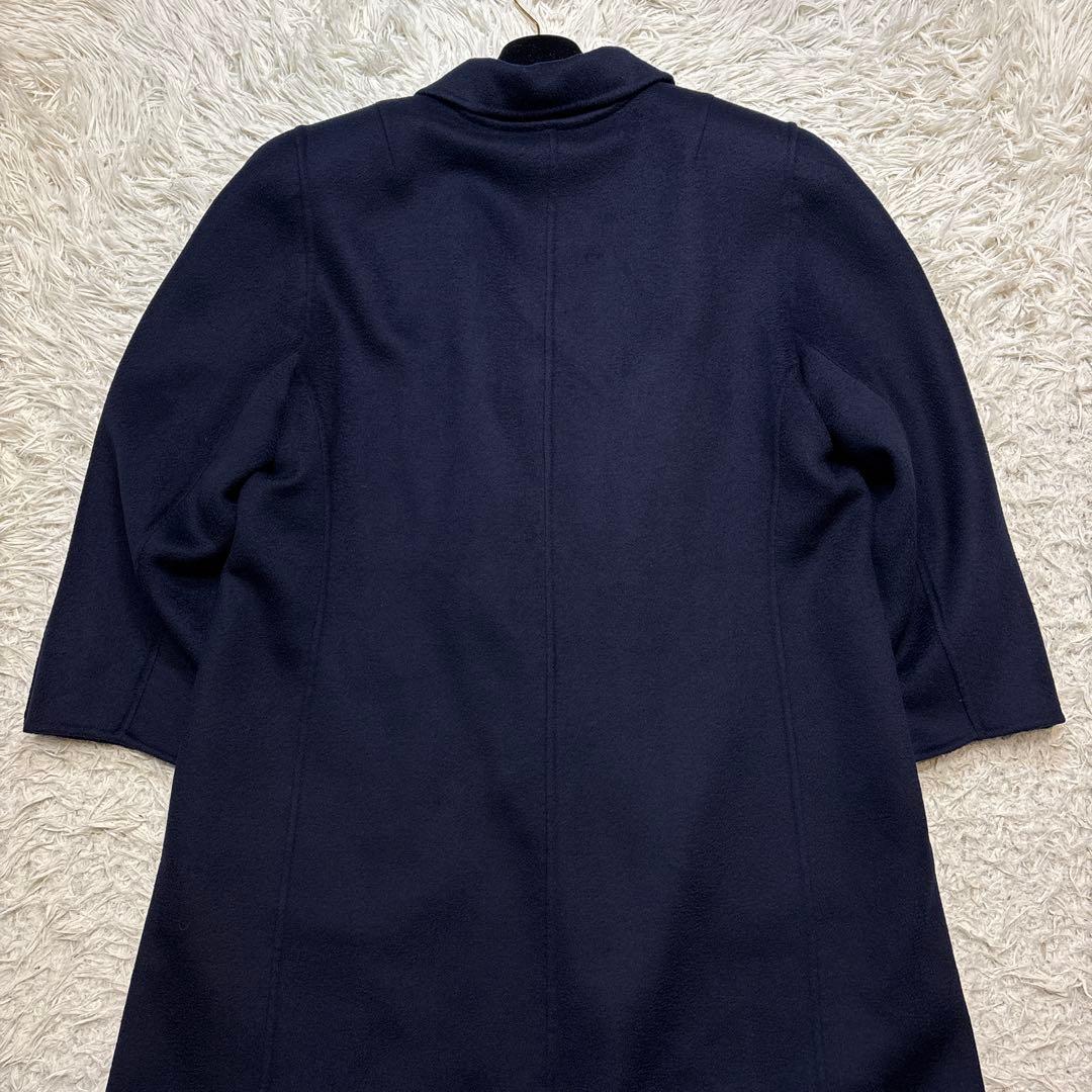 超美品☆未使用級【レリアン】カシミヤ100% 紺　ダブルチェスター　13 XL