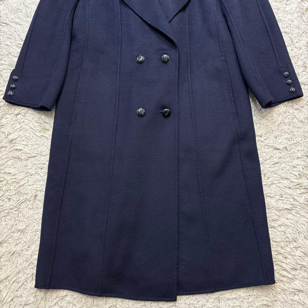 超美品☆未使用級【レリアン】カシミヤ100% 紺　ダブルチェスター　13 XL