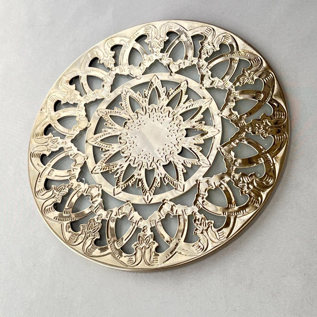 ティーセンター 【シルバープレート / ガラス】 15cm ティーポット敷