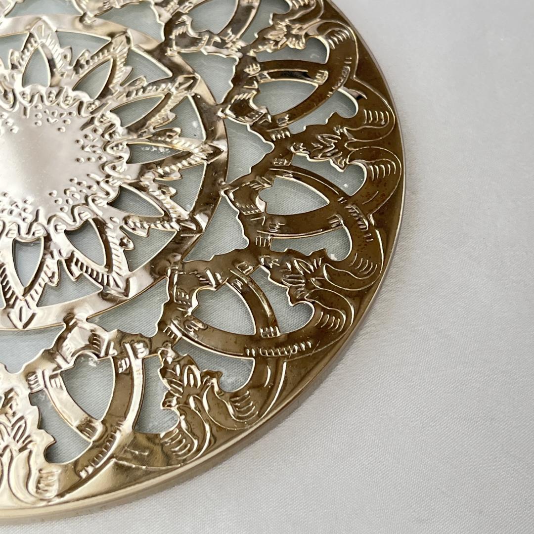 ティーセンター 【シルバープレート / ガラス】 15cm ティーポット敷