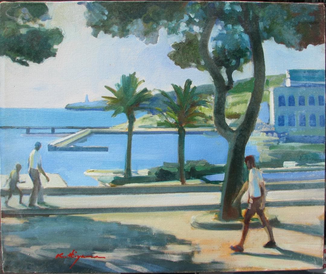 スペインの光と影,檜山健三「夏の海辺」8号油彩,いまもなお画面に息づく幸せ画面