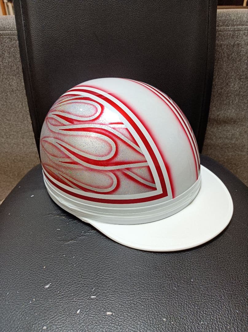 カスタムコルク半　白✘Candyレッドファイヤー　七色ラメ