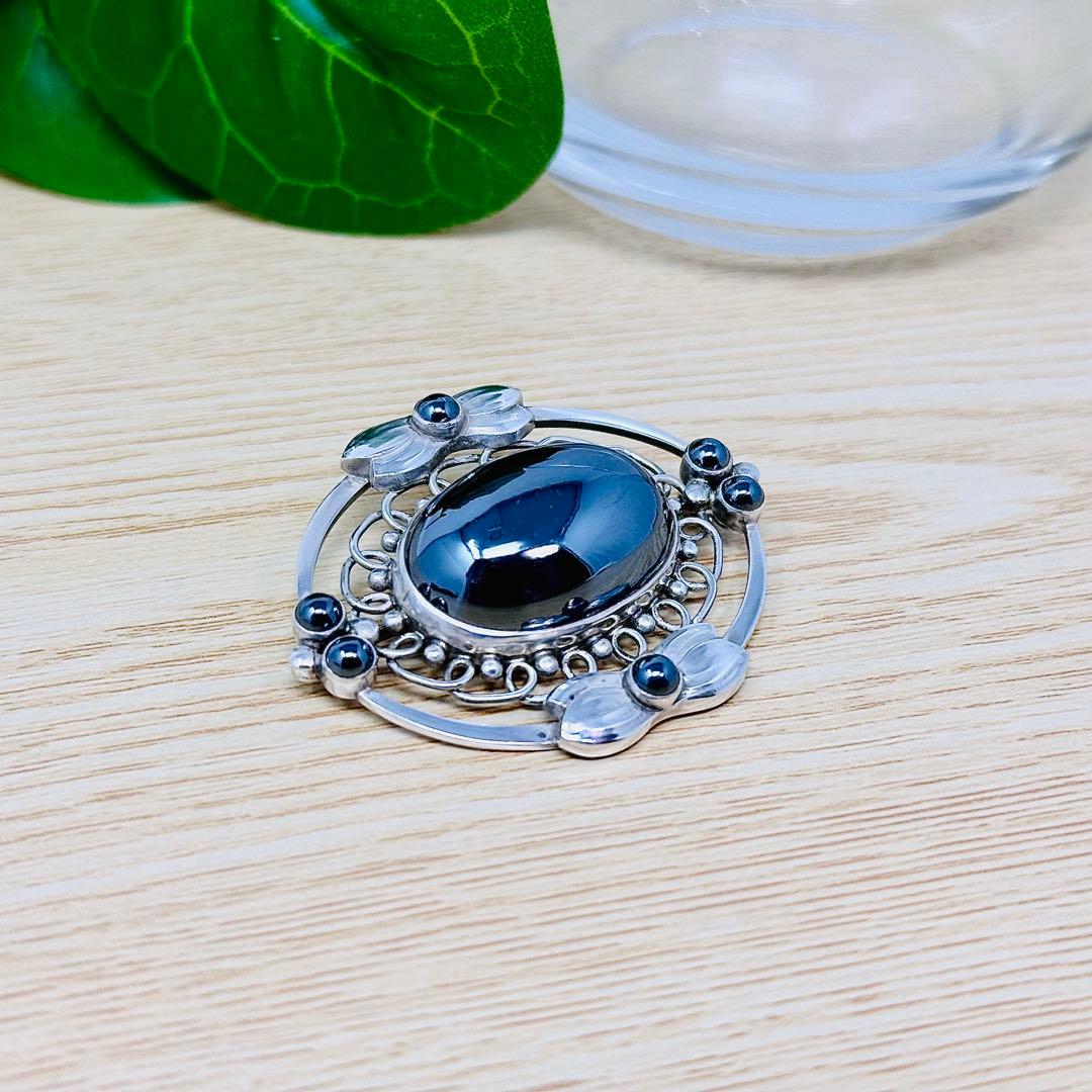   91 ヘマタイト　シルバー　ブローチ　925S