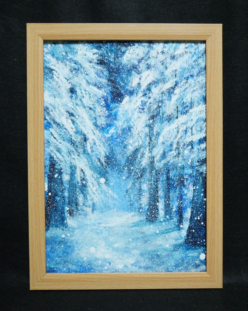 油絵 油彩 絵画 【森の冬】