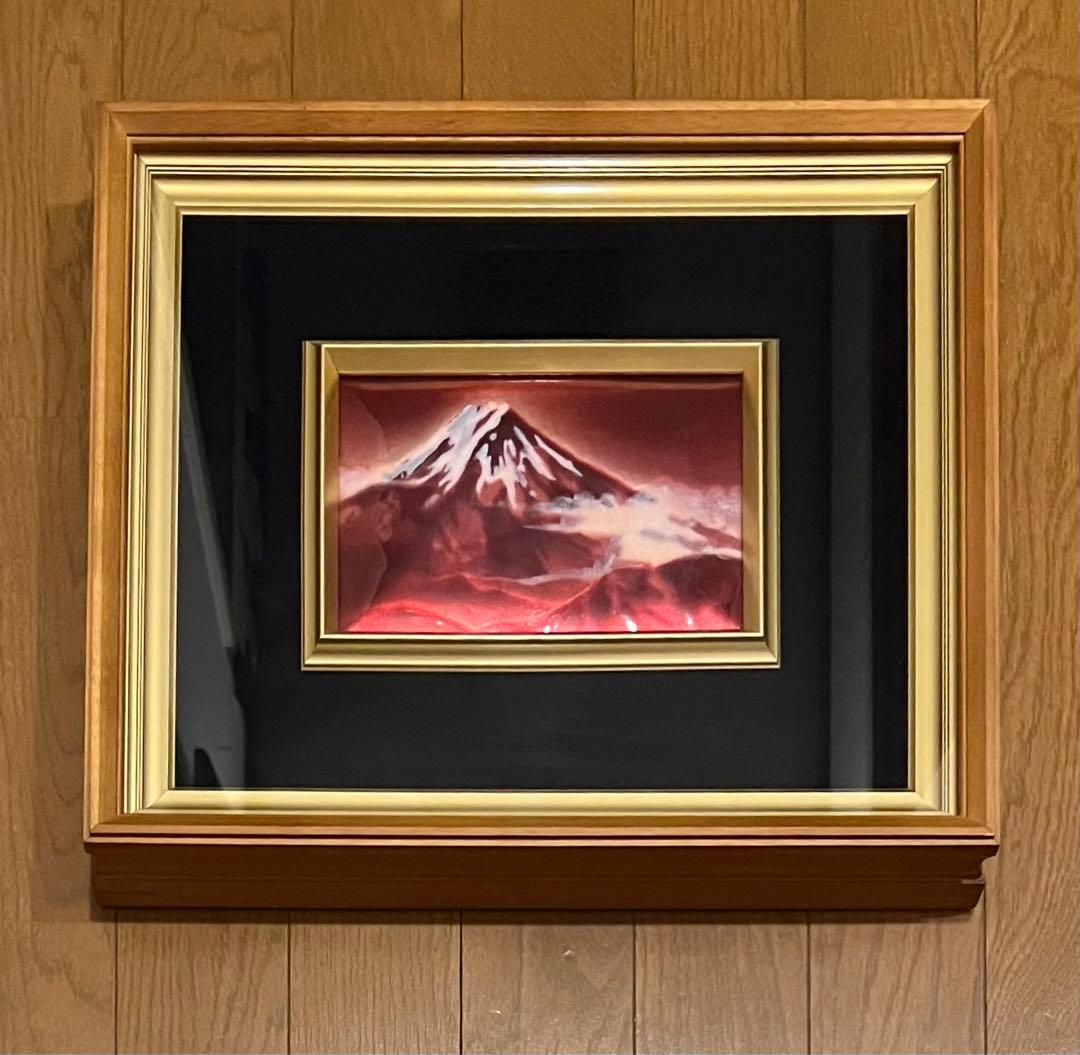 2点!壁掛け 赤富士額縁入り 38.5Cm/32cm/6.2cm