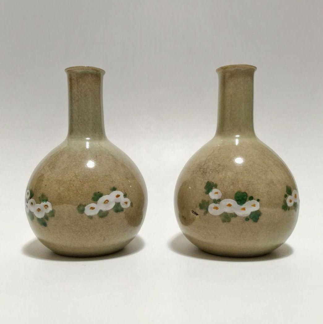 十二代 永楽善五郎　(和全)　菊図徳利一対 菊図徳利　一対