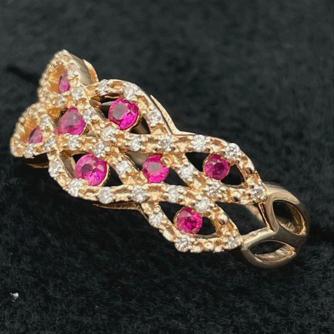 k18 ルビー　ダイヤモンド　リング