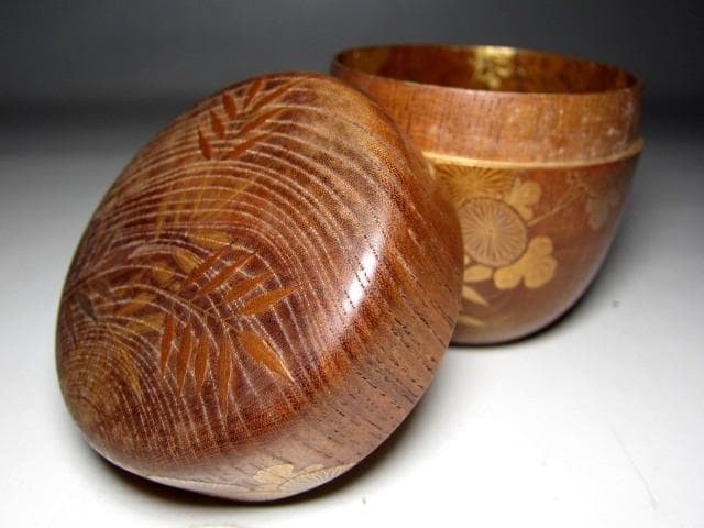 千家十職 指物師 駒沢利斎 桐木地 中棗 裏千家十四代 淡々斎花押　　　m129