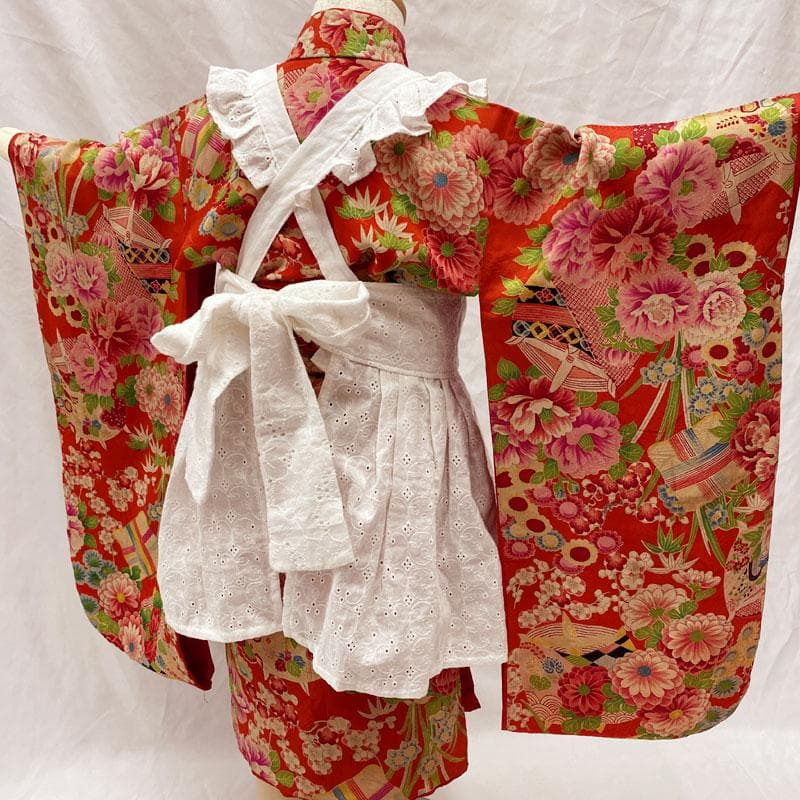 509ag19◎七五三 三歳 女の子 アンティーク着物のみ レトロ 濃緋色◎