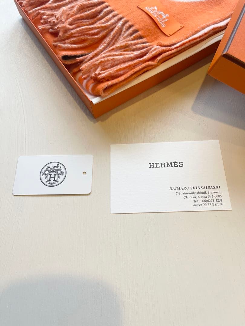 HERMES エルメス カシミヤ100% マフラー 極美品　箱付