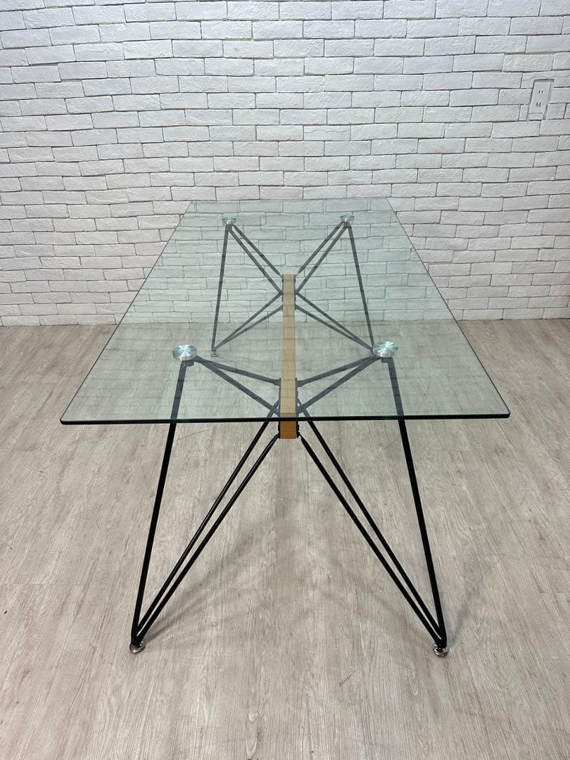 【東京都23区配送無料】デザイナーズ　ガラス　ダイニングテーブル　リビング　格安