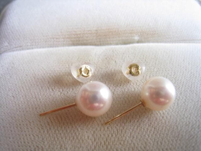 ☆素敵！照り抜群 天然あこや真珠7.2mmX2粒 k18金イエローゴールドピアス