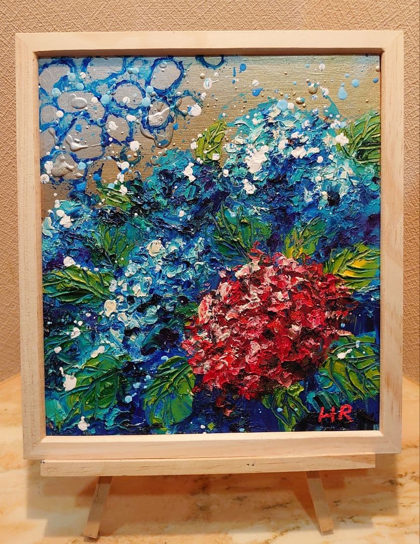 油絵 絵画【紫陽花】【色紙】