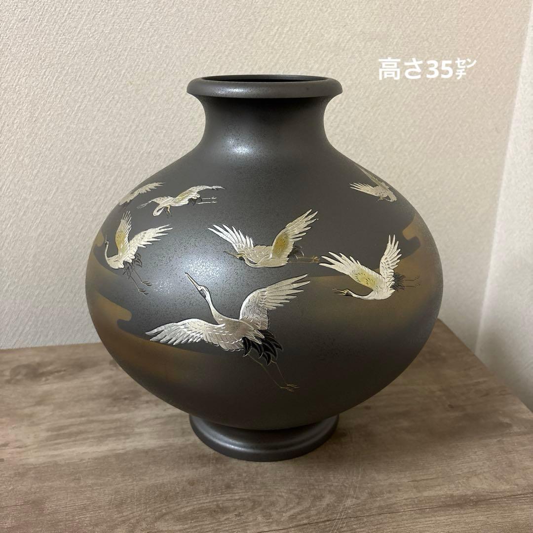 大型　特大　真峰　高岡銅器　花瓶　飾り壺　ビンテージ〈検 茶道　池坊　立花　置物