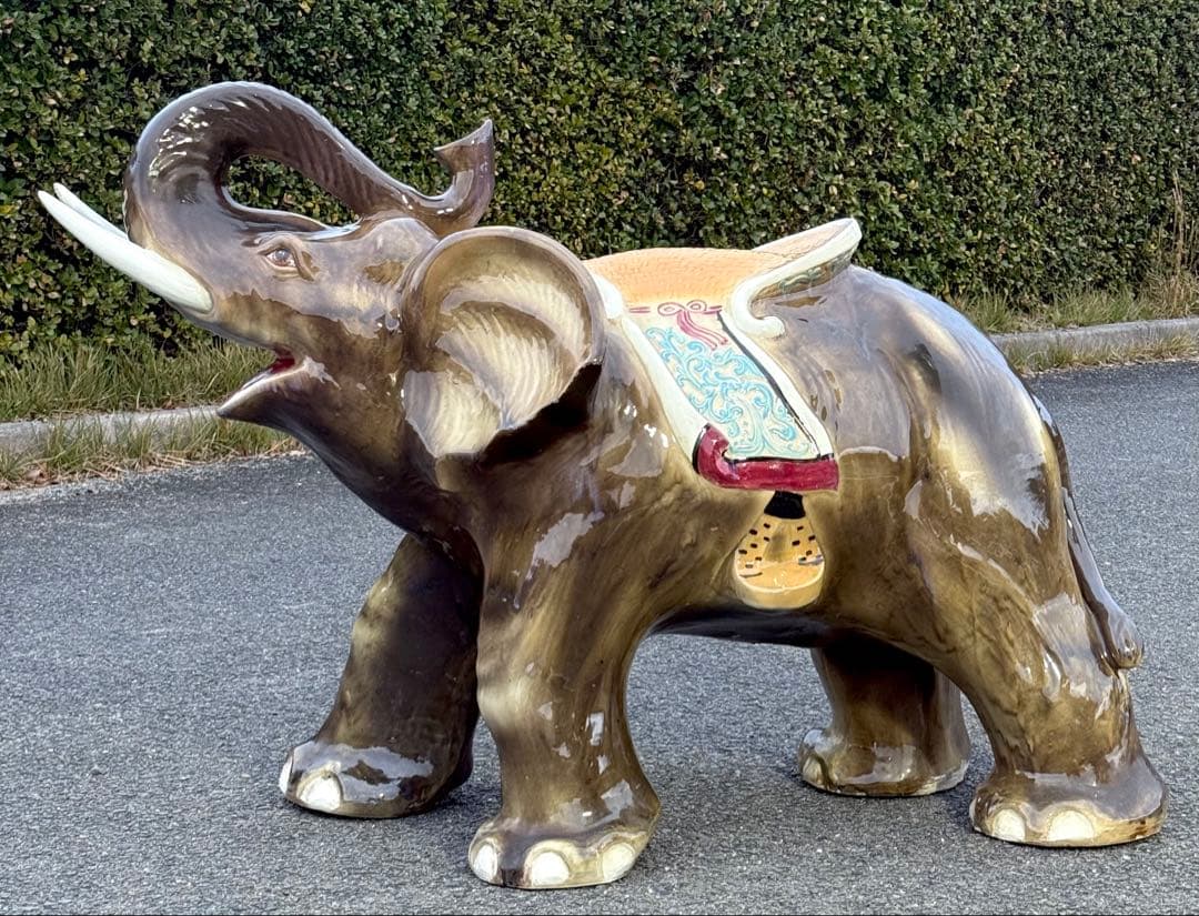 値下げ 近畿配達&引き取り 大型♪ 乗れるサイズ ベンチ 象 ゾウ 置物