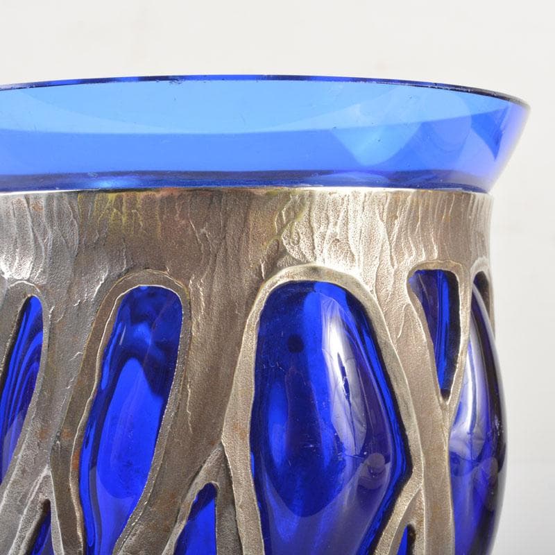 アンティーク　工芸ガラス　倉敷ガラス　小谷真三　銀巻花瓶　C　6718