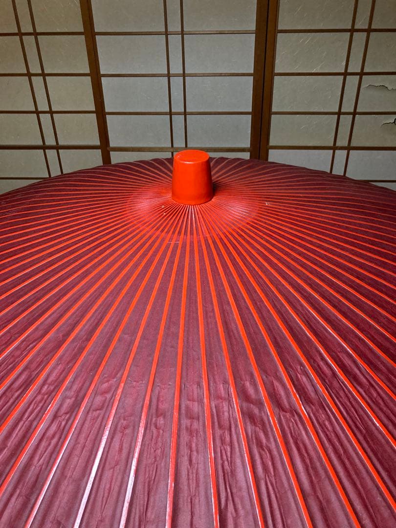 茶道具　野点傘　赤　袋と箱付き