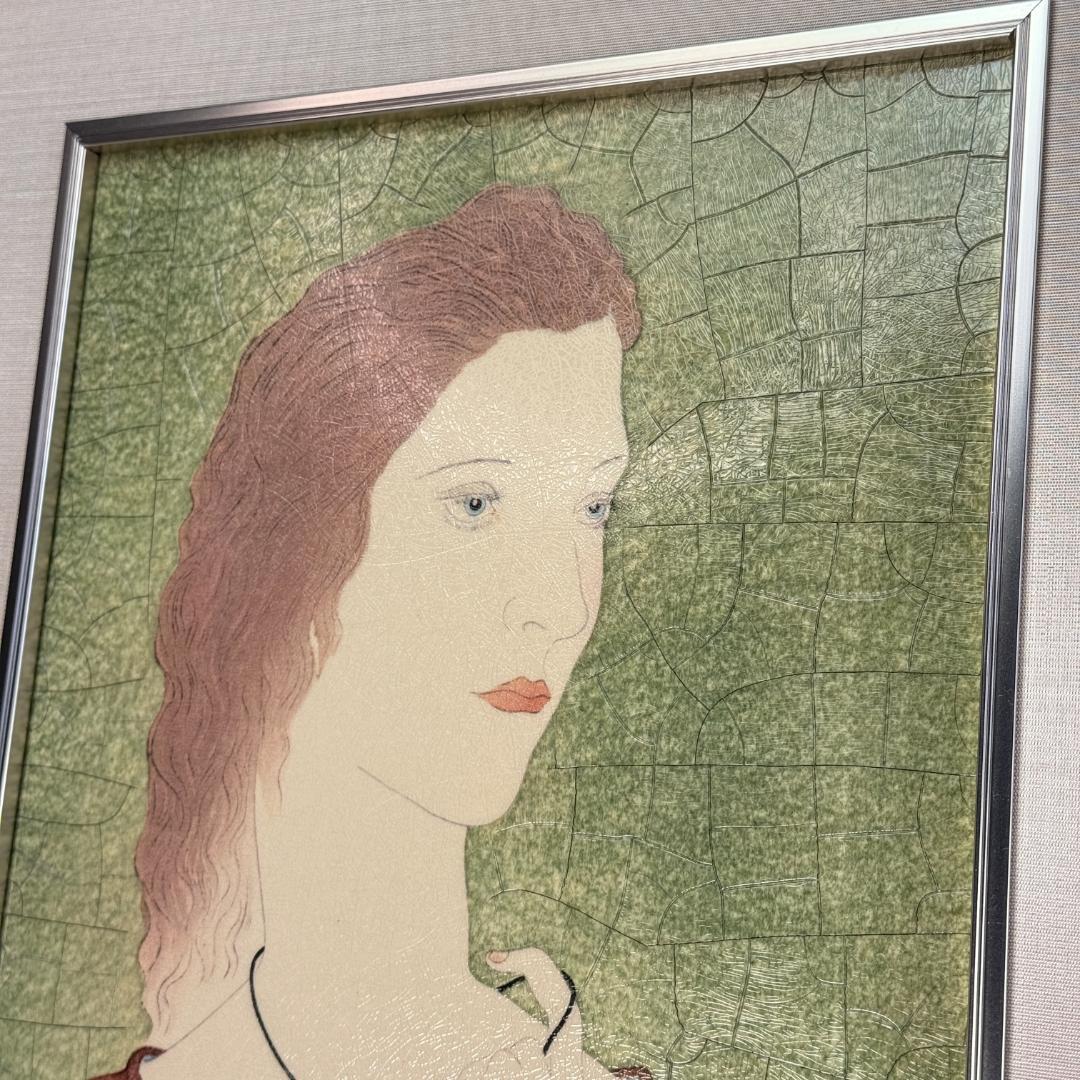 藤田 嗣治　「或る女（赤いショールの女）」　陶板画　幅41.5㎝ 高さ53.5㎝