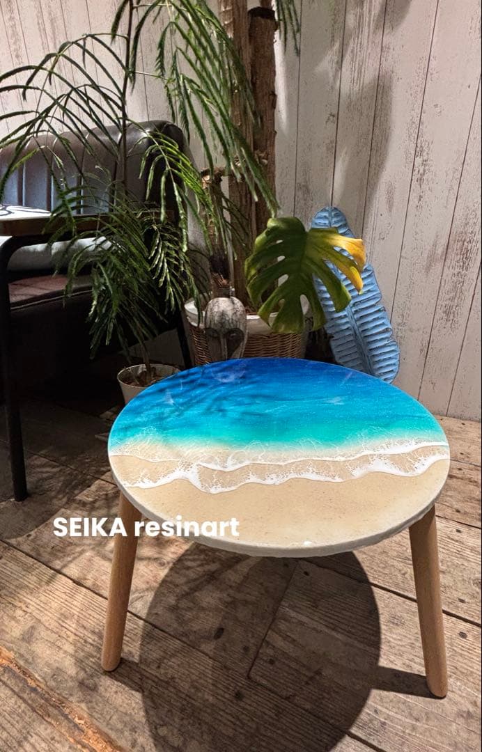 レジンアート　ミニラック　サイドテーブル　ミニラック　海レジン　ミニテーブル