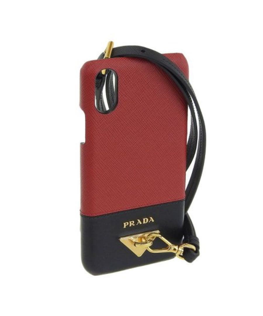 PRADA サフィアーノレザー iPhoneケース 赤黒