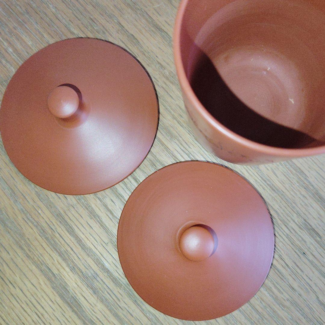 常滑焼　北篠　清水源二　赤茶色 陶器 湯のみペア 2個セット