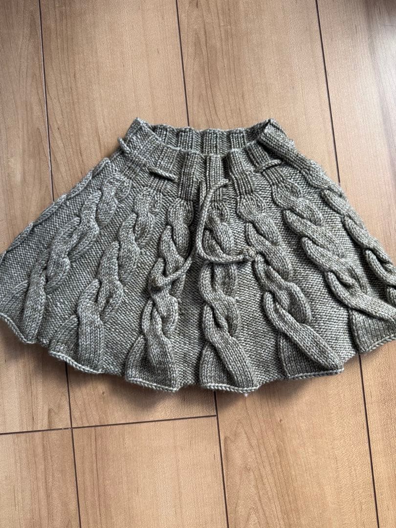 Misha & Puff ケーブル編みスカート カーキ　6y