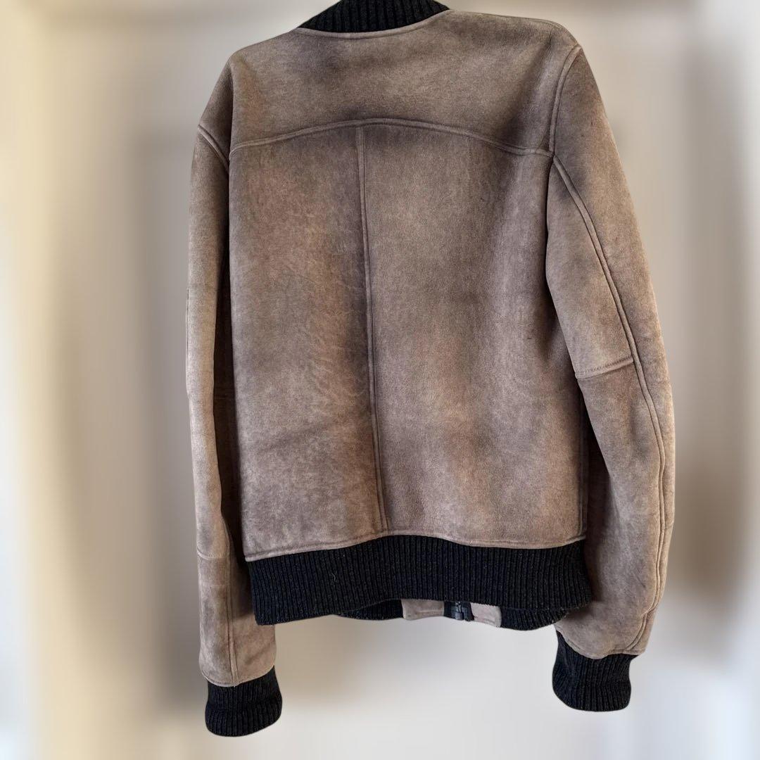 DOLCE&GABBANAグレー レザー シングルライダースジャケット