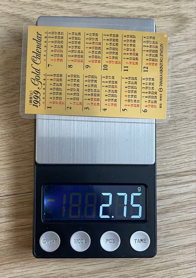 金相場1万7千円越え！ 純金　田中金属　純金 カレンダー　1999年　刻印有り