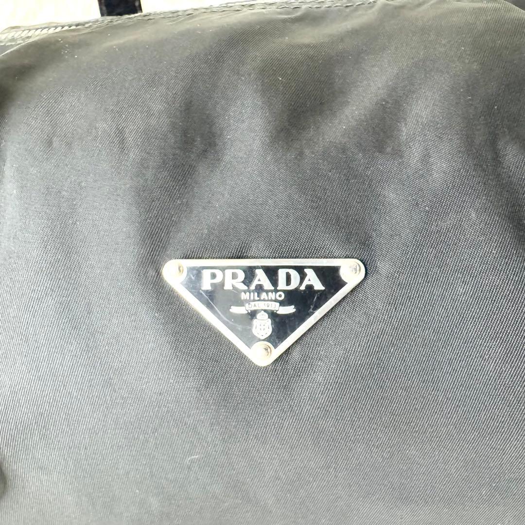 プラダ ミニボストン ハンドバッグ 三角ロゴ y2k レザー ナイロン 黒