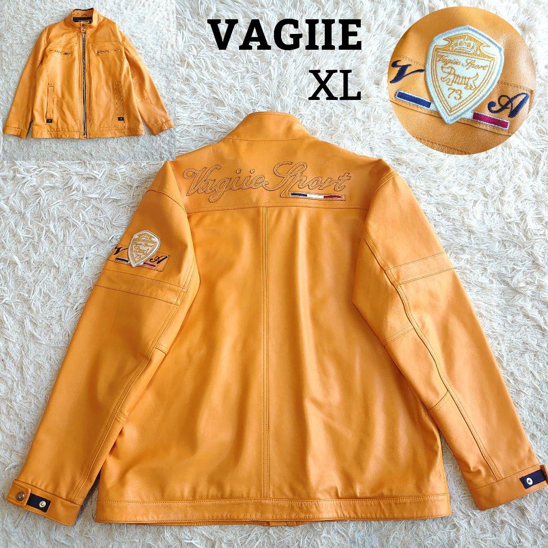 【美品】バジエ シングルライダース 羊革 レザー刺繍 レザージャケット XL