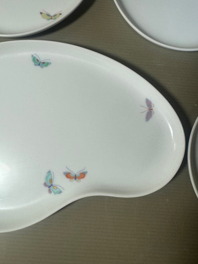 2521 深川製磁　瓢箪型　蝶文　皿　5客　未使用