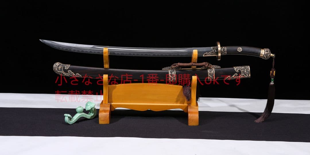 宝龍清刀黒白檀百錬文紋鋼 古兵器 武具 刀装具 日本刀 模造刀 居合刀