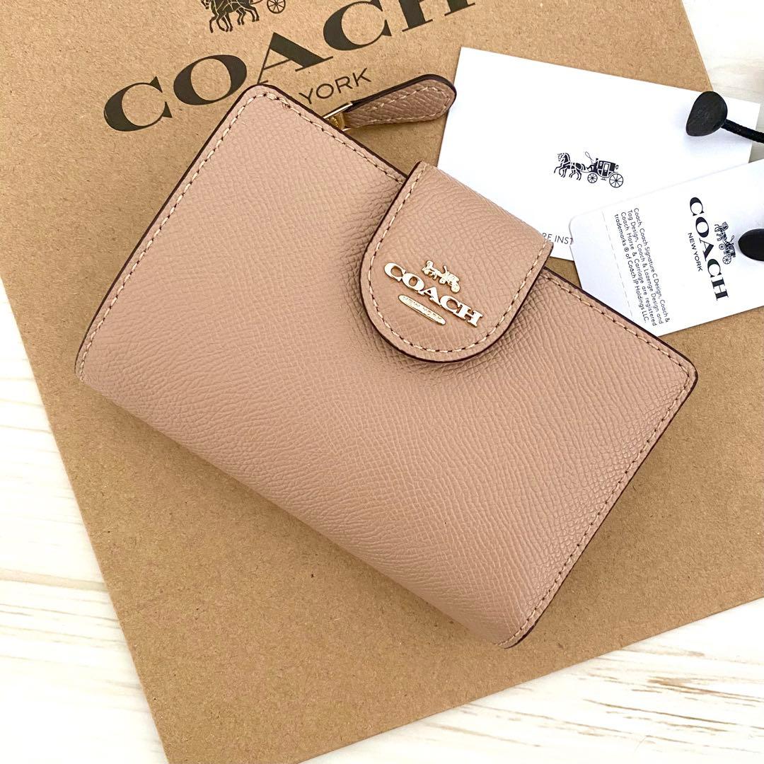 ★ COACH コーチ　折り財布　ベージュ　二つ折り財布