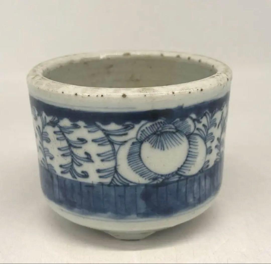 中国　清時代　染付　香炉　送料込み250703
