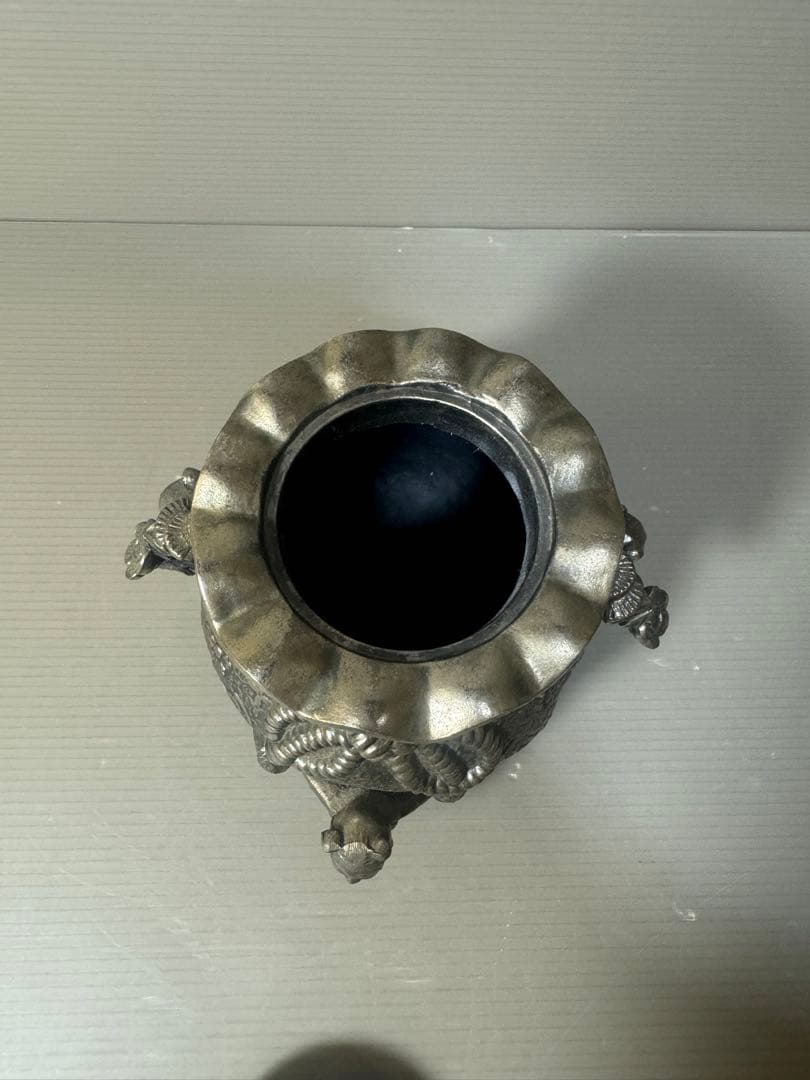 2588 高岡銅器 3足 香炉 寿 香立 風炉