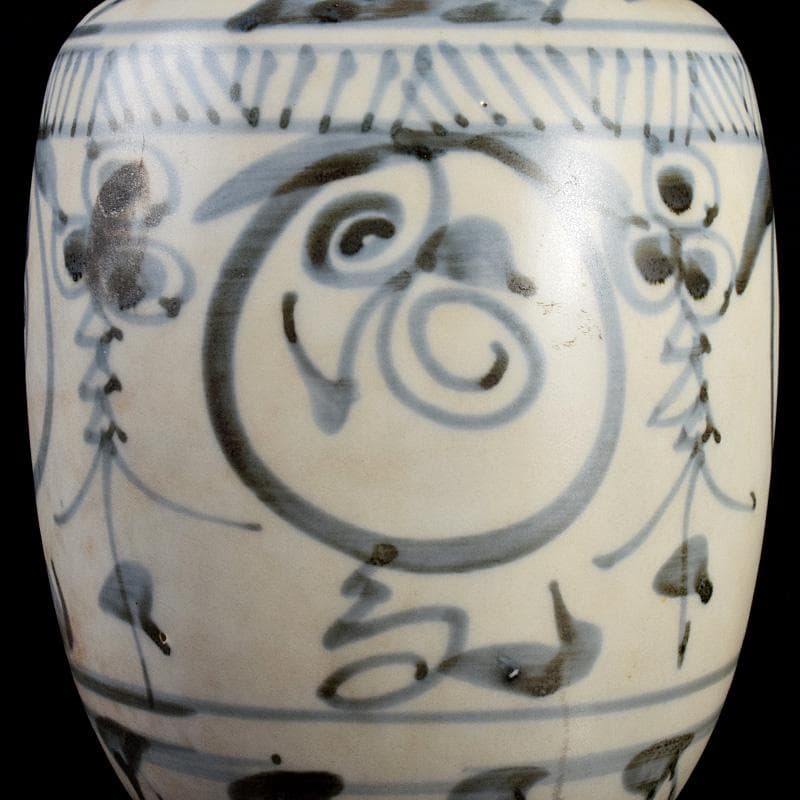 中国　呉須染付　花文　盤口瓶　M　R5036