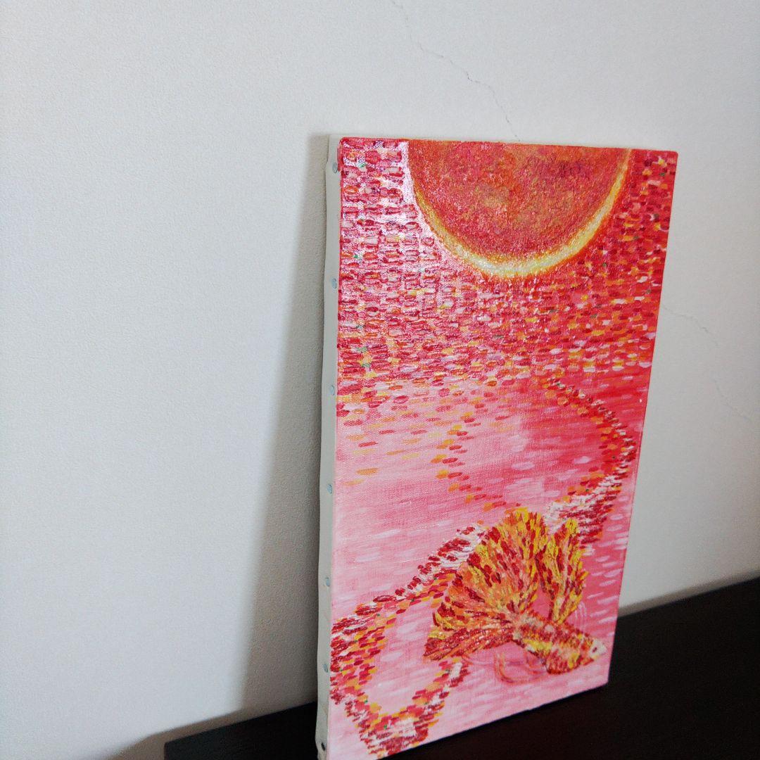 月と魚　アクリル絵画　一点もの