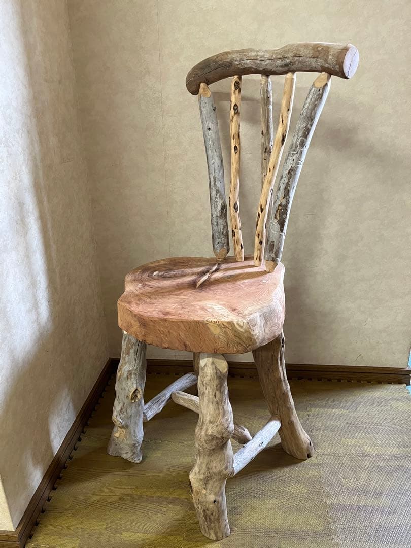 流木の椅子花台スツール流木インテリアディスプレイ台丸太輪切り切り株